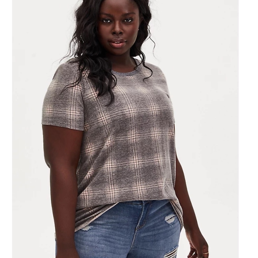 Torrid Vintage Burnout Plaid T-Shirt